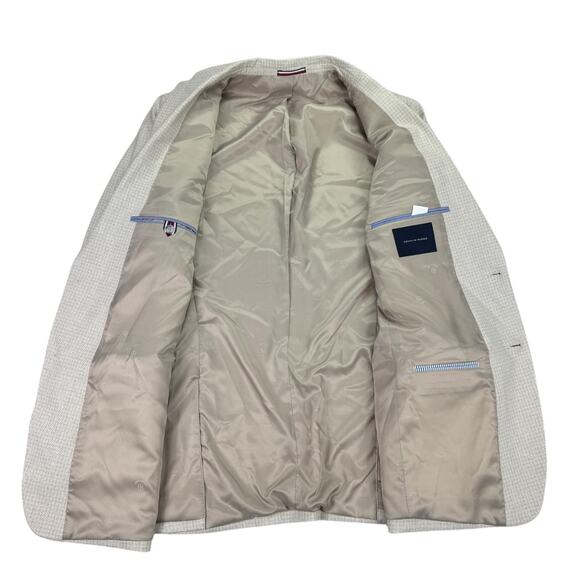 Tommy Hilfiger Mens Conrad Modern Fit Check Sport Coat White Tan 42L - Picture 2 of 5